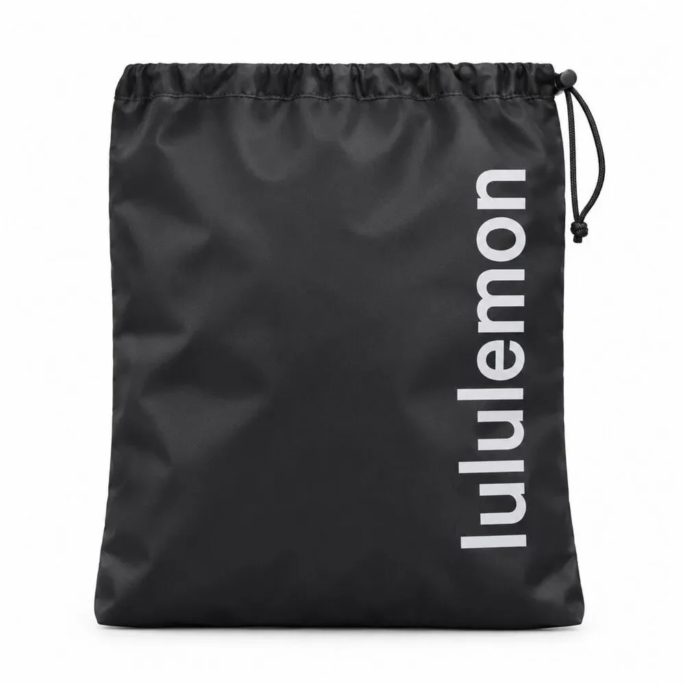 Lululemon Black Drawstring Storage Bag Shoe Gym Travel Pouch New
